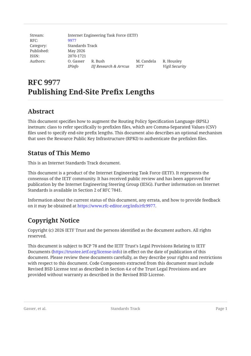 Download paper: RFC 9977: Publishing End-Site Prefix Lengths