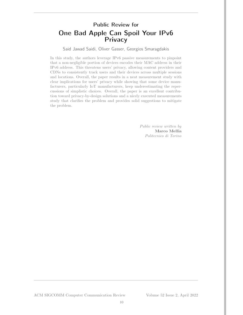 Download paper: One Bad Apple Can Spoil Your IPv6 Privacy