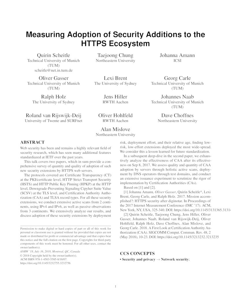 Download paper: Measuring Adoption of Security Additions to the HTTPS Ecosystem