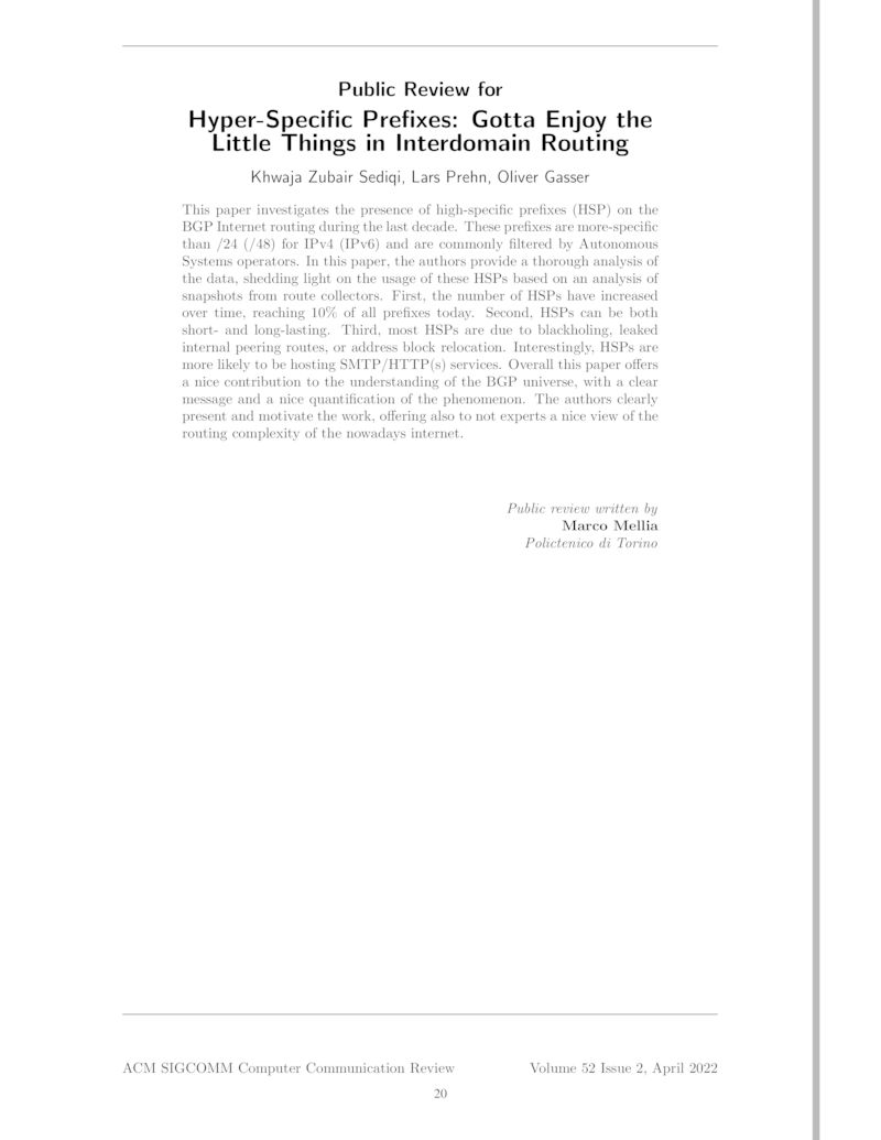 Download paper: Hyper-Specific Prefixes: Gotta Enjoy the Little Things in Interdomain Routing