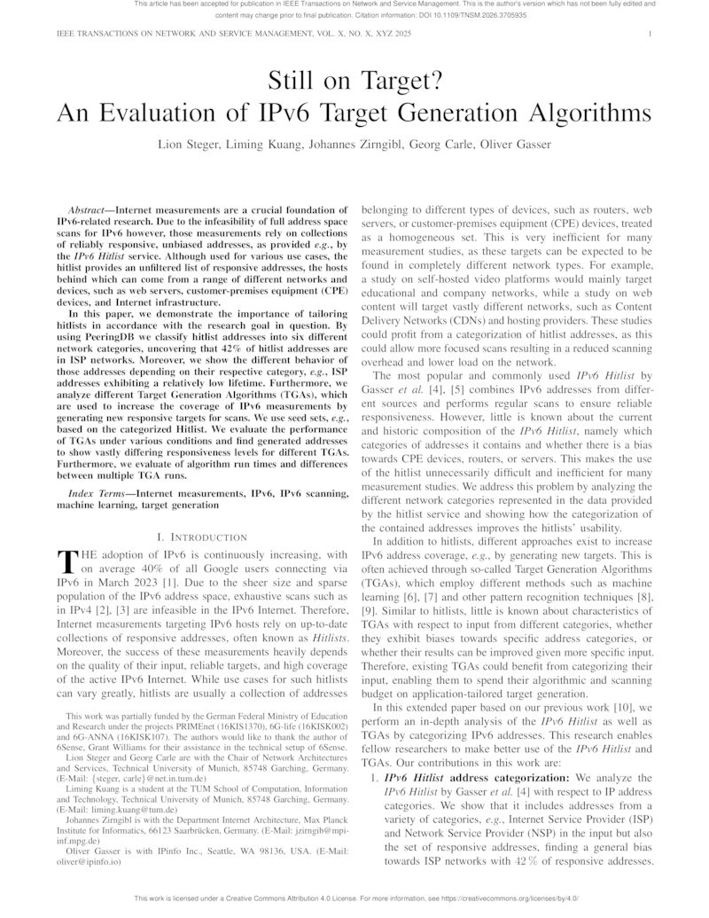 Download paper: Still on Target? An Evaluation of IPv6 Target Generation Algorithms